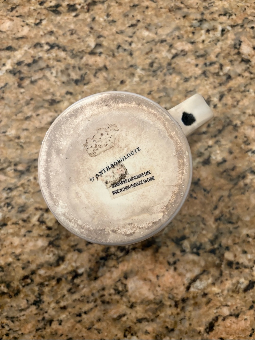 Anthropologie White Mug with Black Polka Dots and Hidden Dog Figurine - Picture 3 of 3